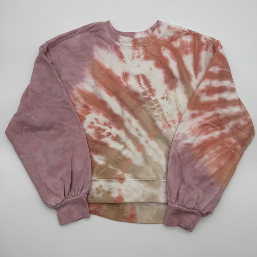 Abercrombie & Fitch Tie Dye Sweatshirt Pink Orange Small Garment Dyed Crewneck